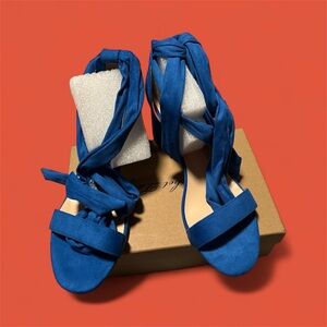 Chic Blue Wrap-Around Heels